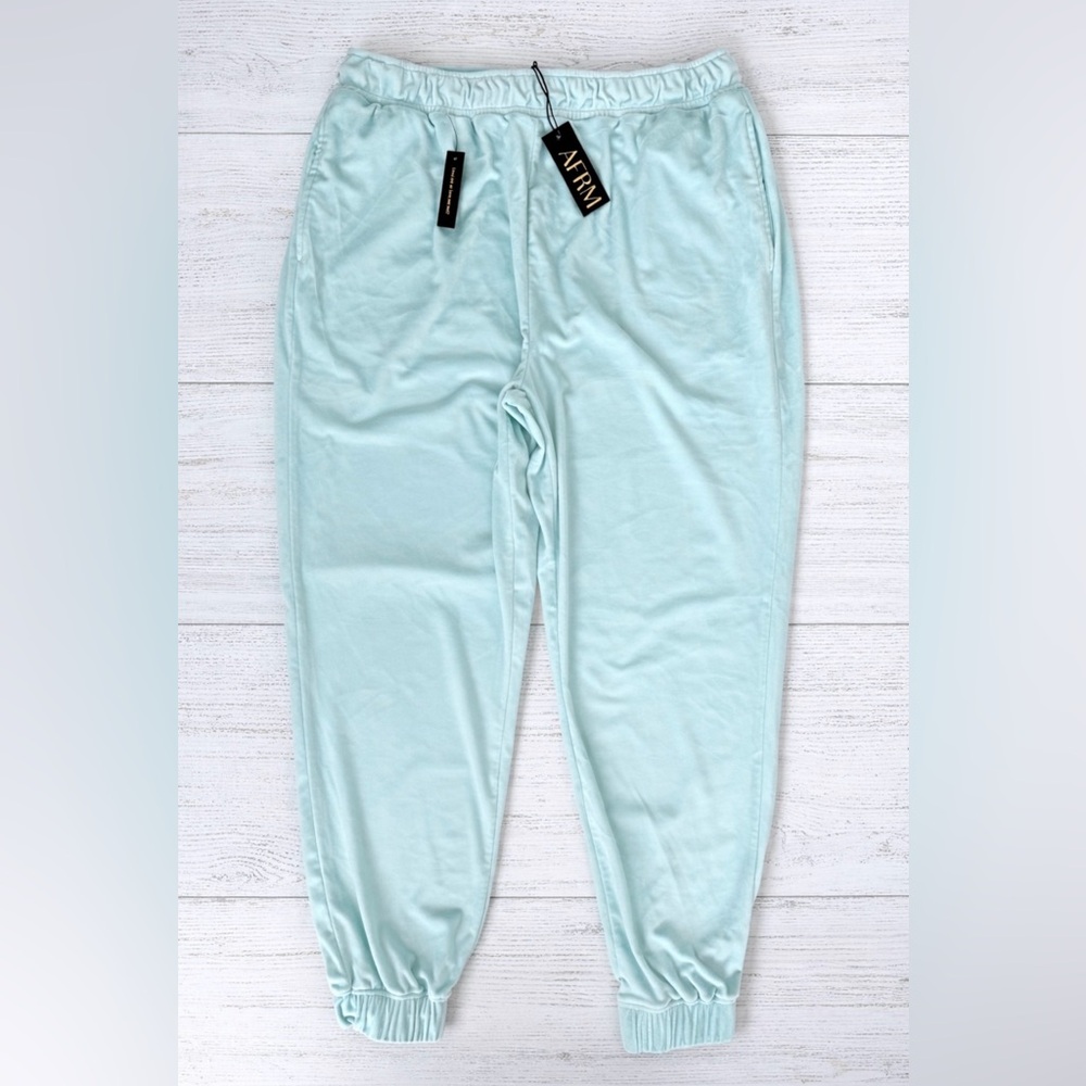 AFRM Light Aqua Stretch Velour Womans Jogger - Size L